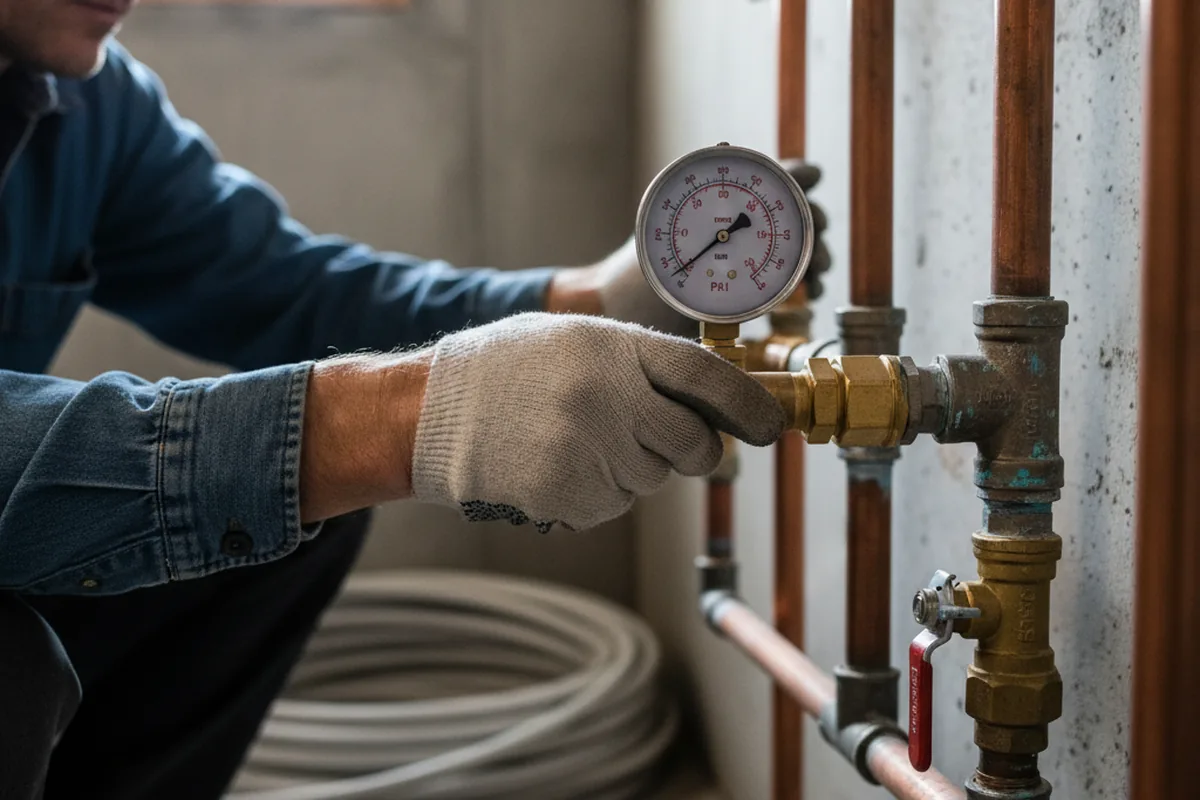 Pressure testing a repaired line during Water Line Repair in Woodway